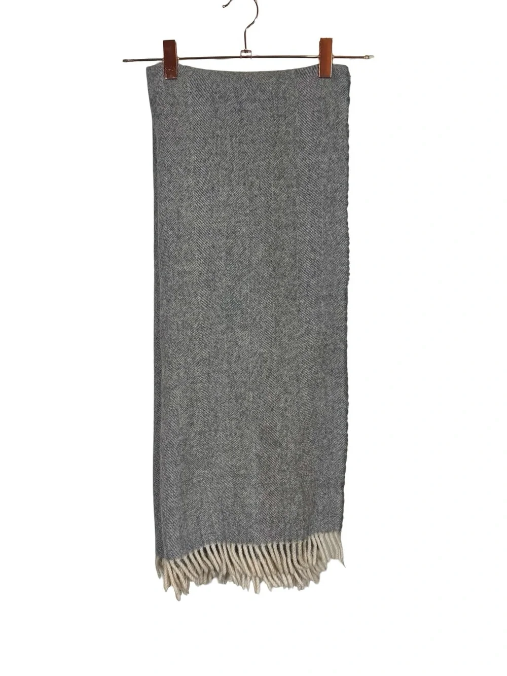 McNutt of Donegal Storm Grey Herringbone Lambswool Blanket Throw Pure Irish Wool